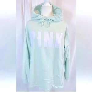 Victoria's Secret PINK Everyday Fleece Campus Hoodie M Pullover Pockets mint